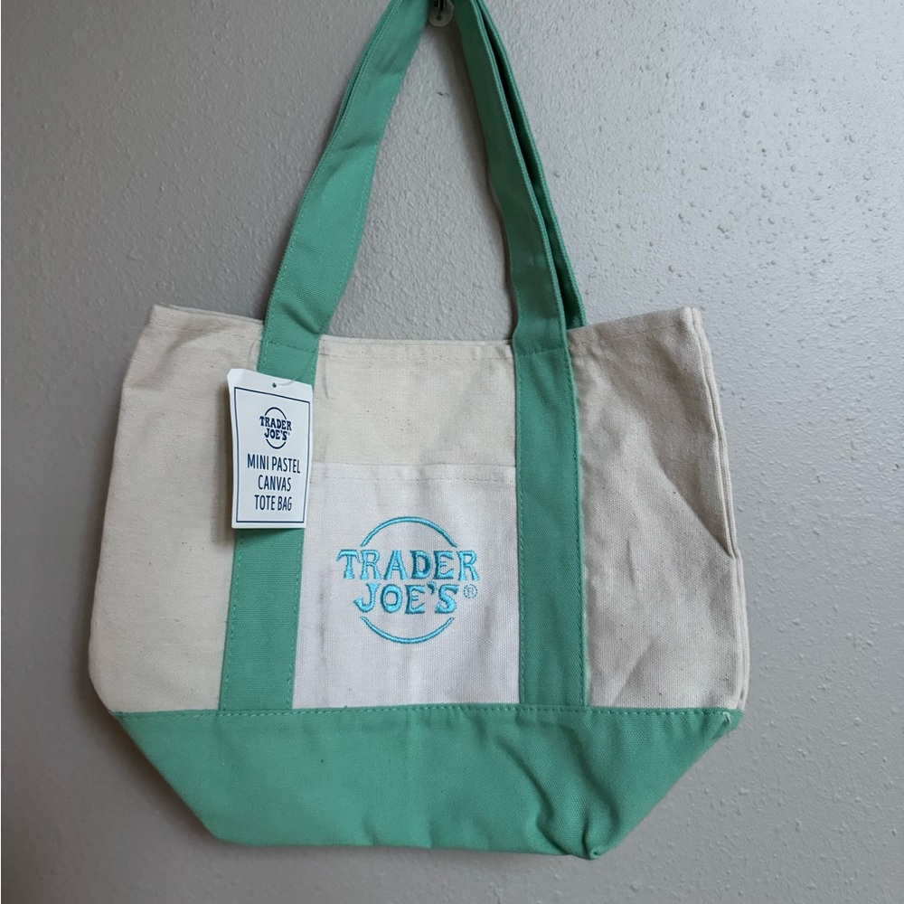Trader Joe’s mini tote canvas bag MINT GREEN
NWT